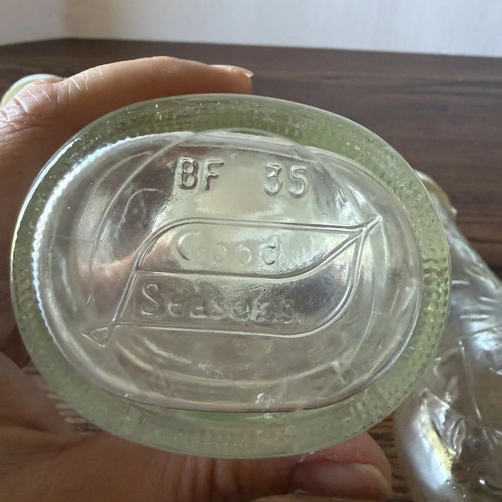 3 VTG Good Seasons Salad Dressing Embossed Glass Cruet Shaker Bottle With Lids